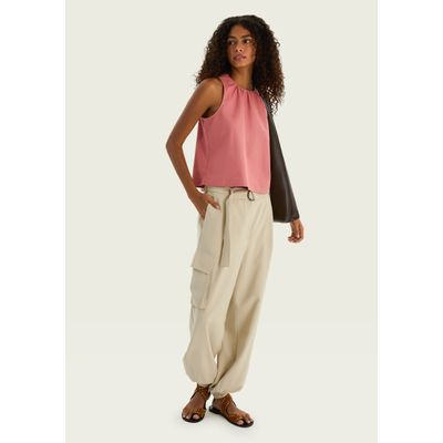Calça Feminina Jogger Com Faixa - Creme