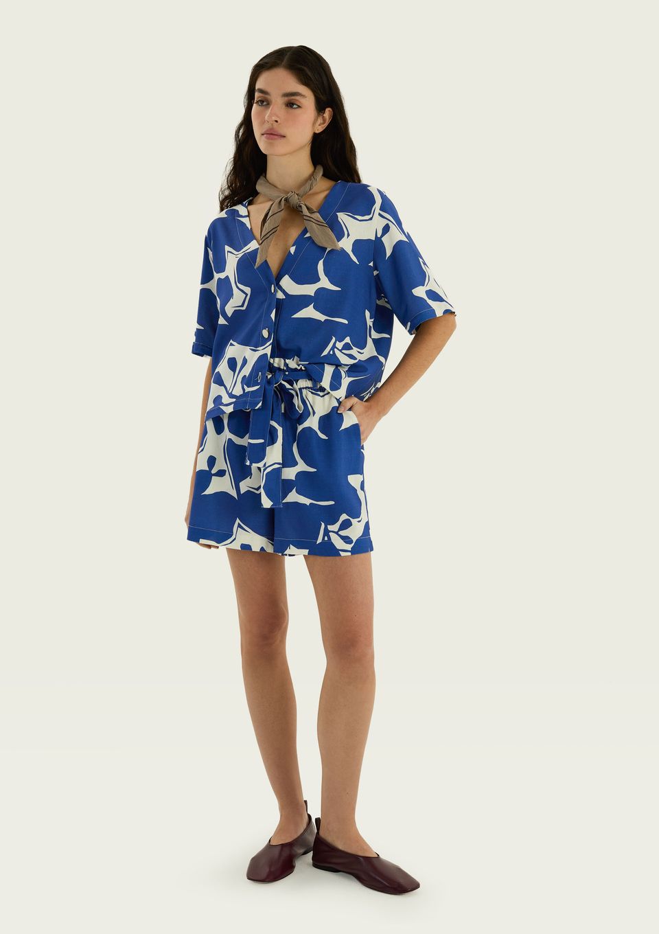 Shorts Feminino Clochard Estampado - Azul