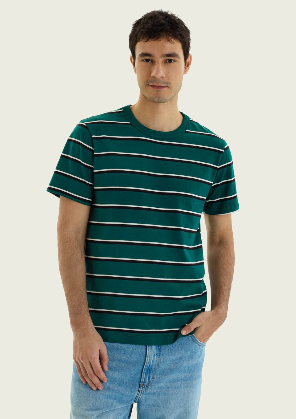 Camiseta Masculina Manga Curta Listrada - Verde