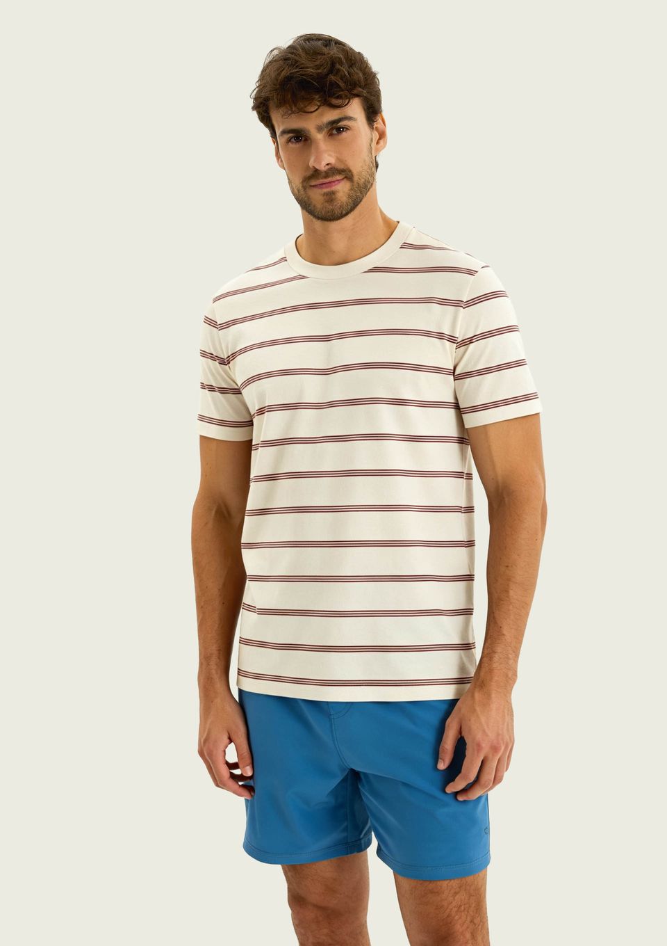 Camiseta Masculina Manga Curta Listrada - Bege