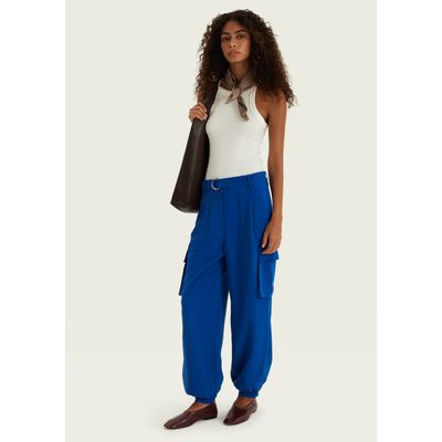 Calça Feminina Jogger Com Faixa - Azul