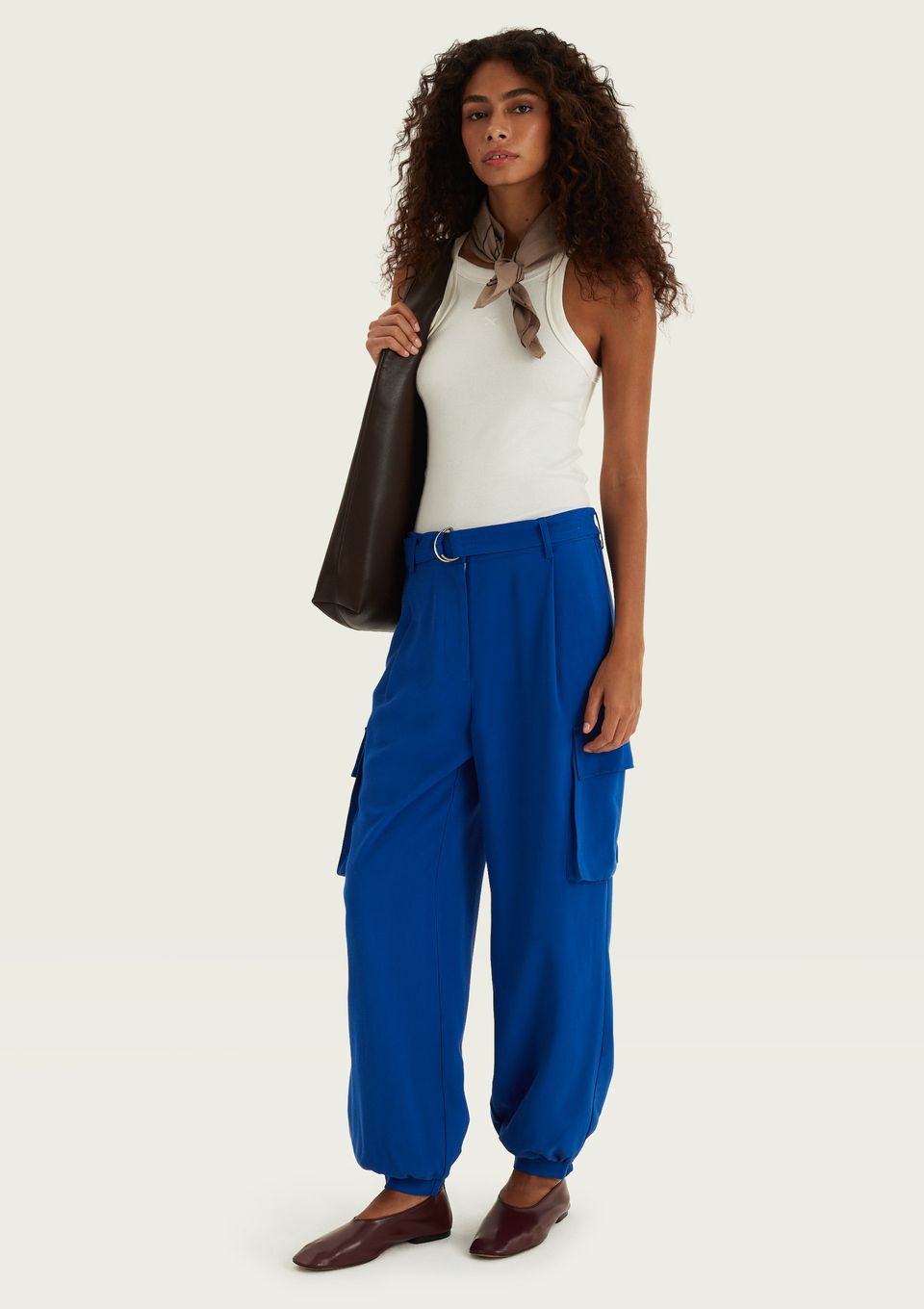 Calça Feminina Jogger com Faixa - Azul