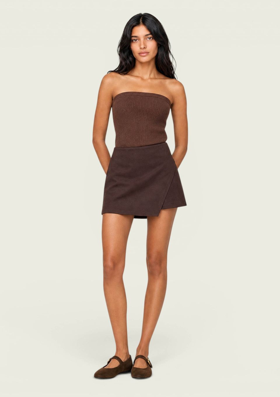 Shorts Saia em Alfaiataria - Marrom