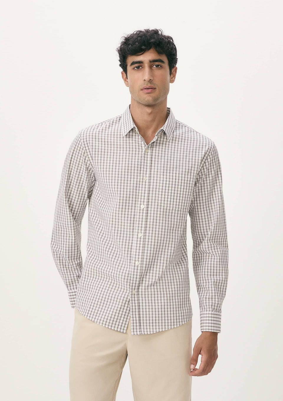 Camisa Básica Masculina Manga Longa Fio Tinto - Branco