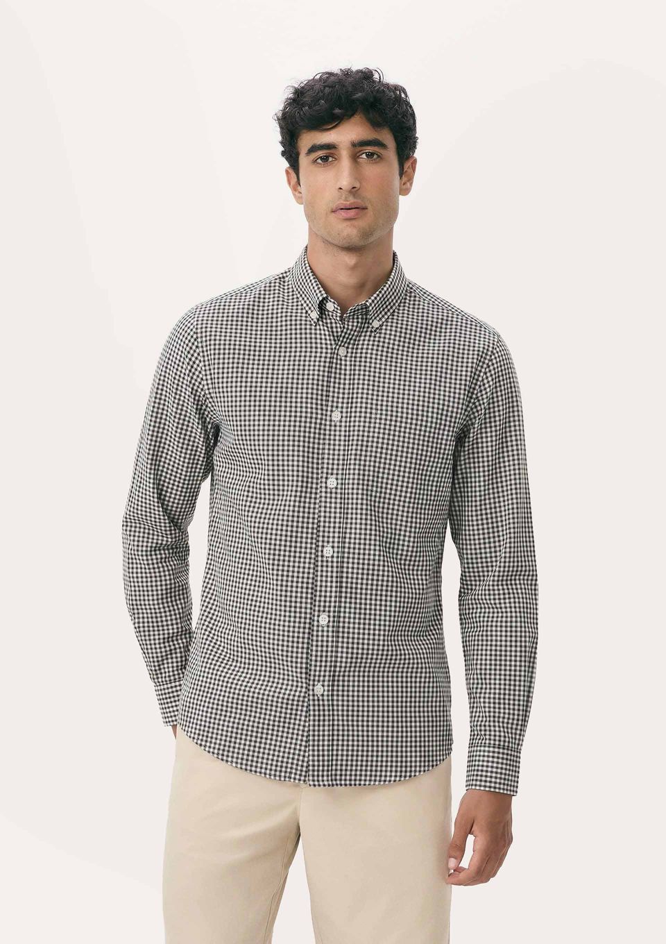 Camisa Básica Masculina Manga Longa Fio Tinto - Azul