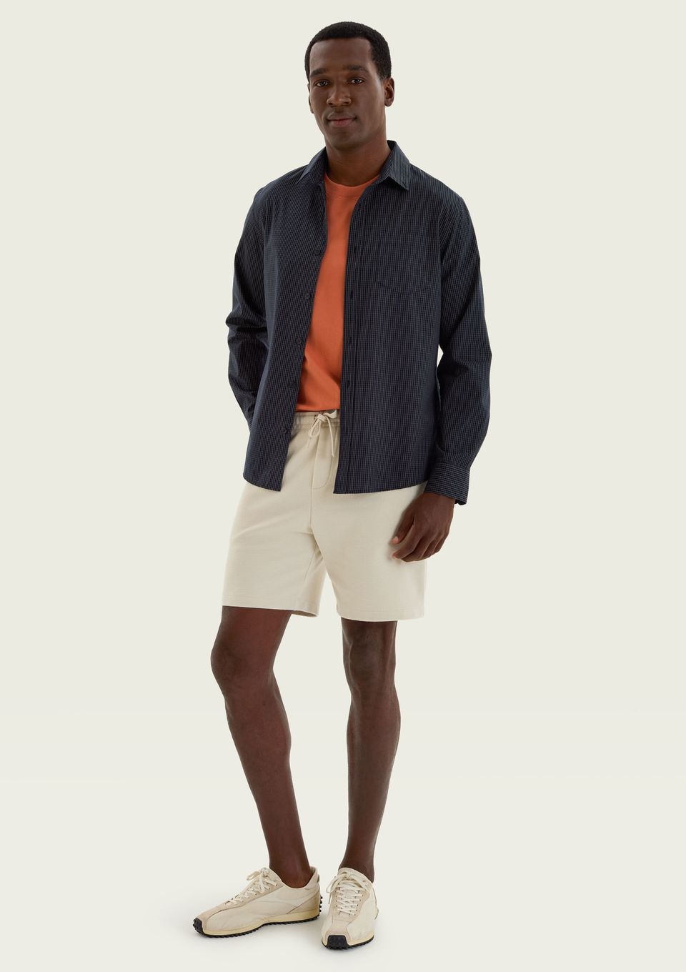 Camisa Básica Masculina Manga Longa Fio Tinto - Azul