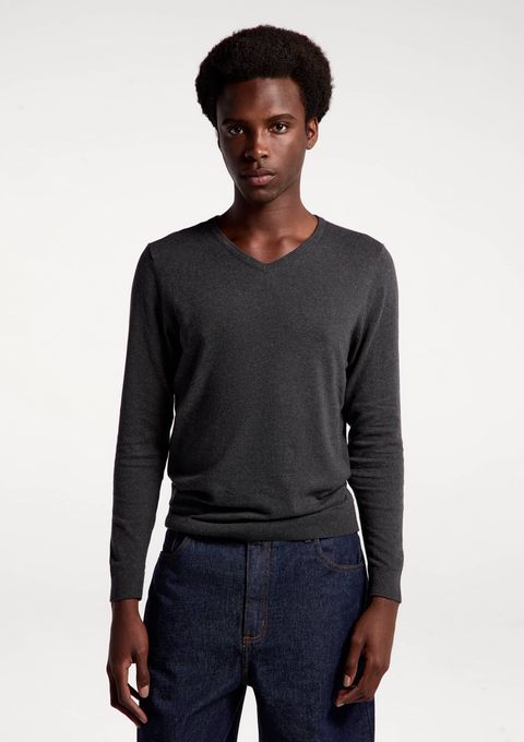 Blusão Básico Masculino Regular Gola V - Cinza — Hering
