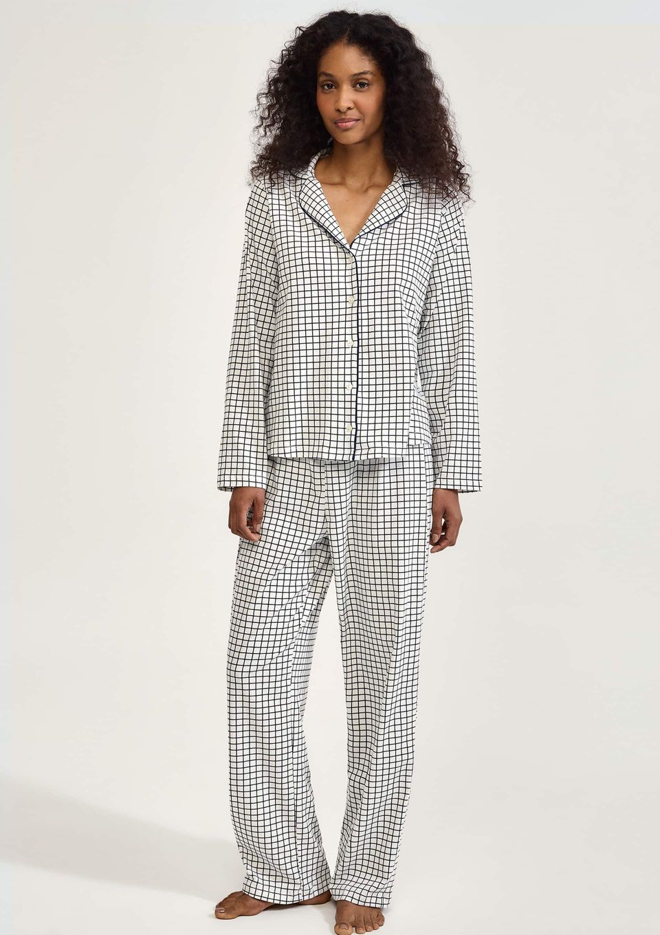 Pijama Longo Feminino Americano Estampado - Off White