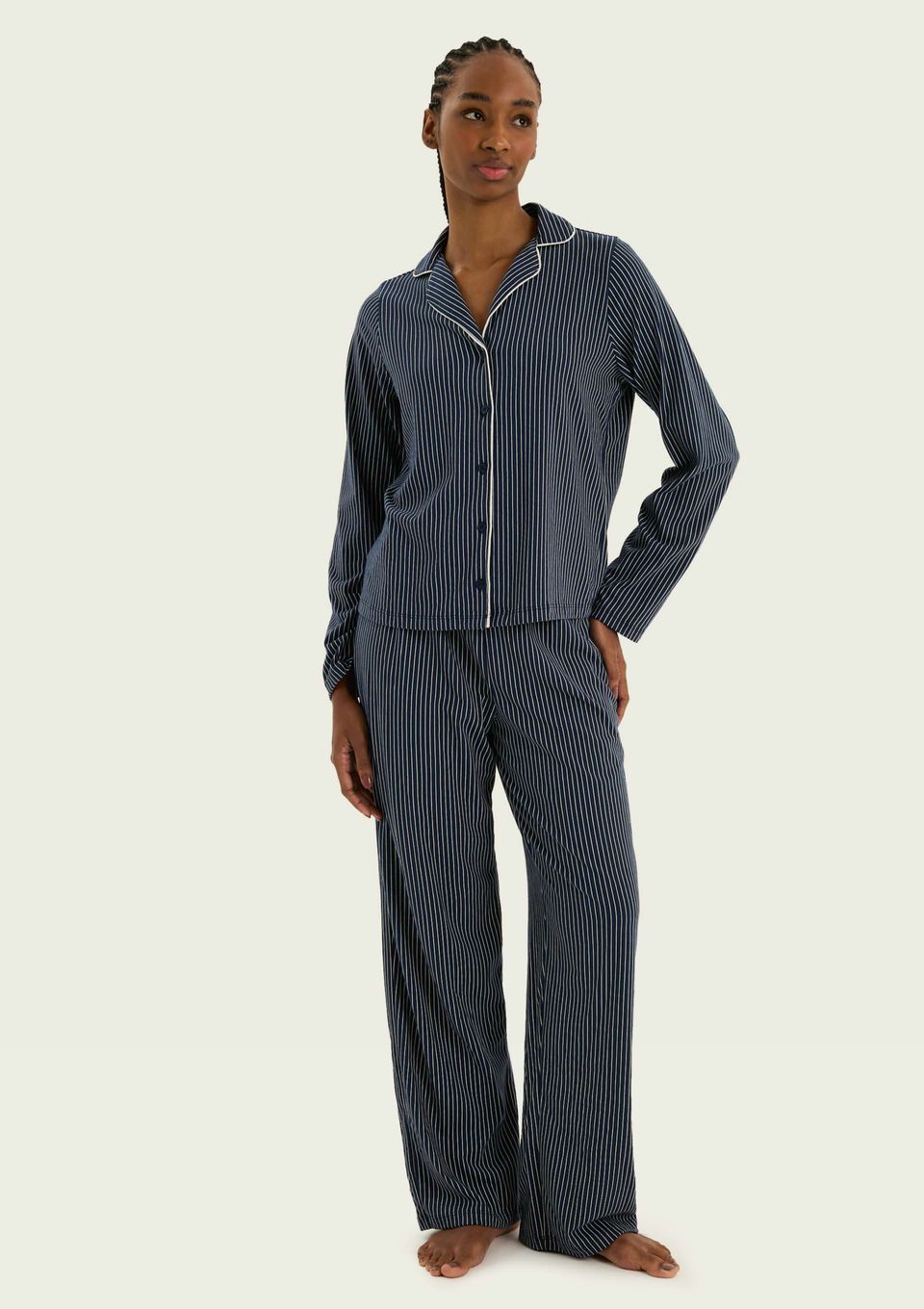 Pijama Longo Feminino Americano Estampado - Azul