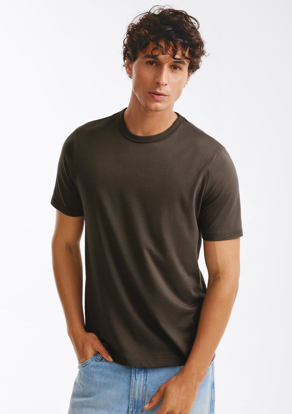 Camiseta Brasil Masculina Manga Curta - Marrom
