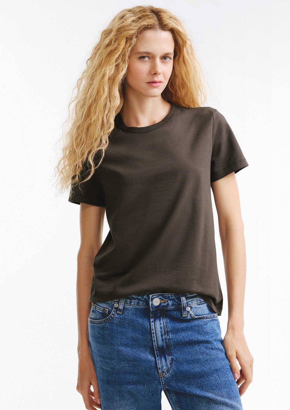 Camiseta Brasil Feminina Manga Curta - Marrom