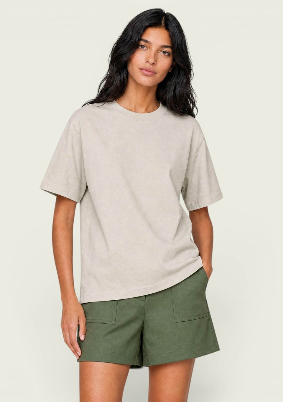 Blusa Feminina Manga Curta Oversized em Tricô - Bege