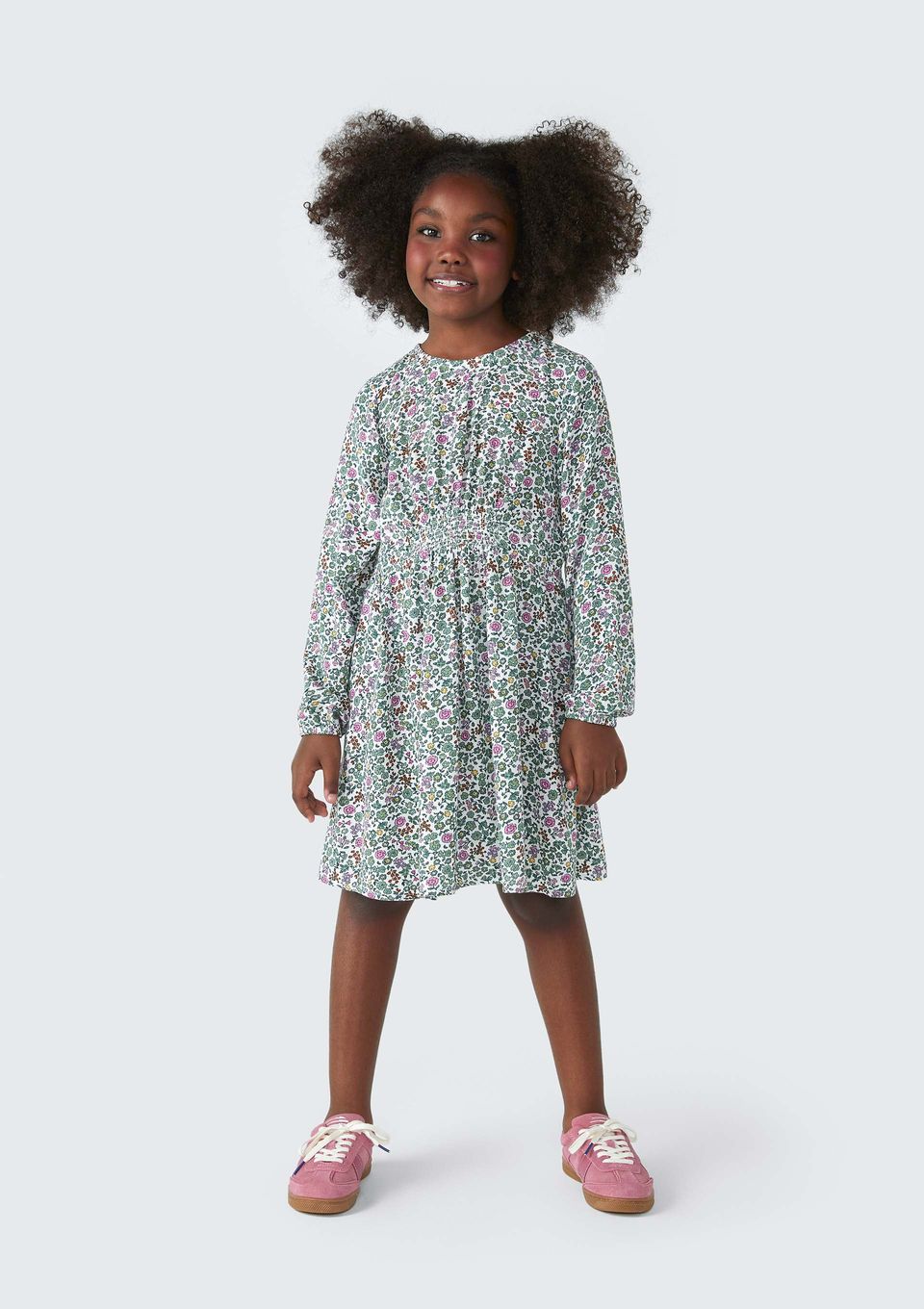 Vestido Infantil Manga Longa Estampado - Verde
