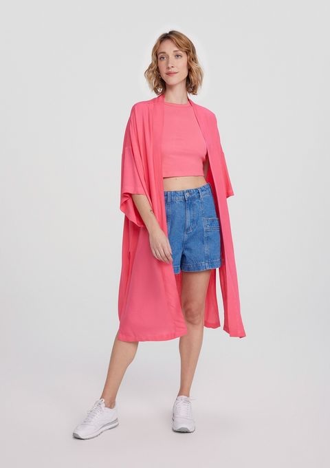 Kimono  Feminino Alongado - Rosa — Hering