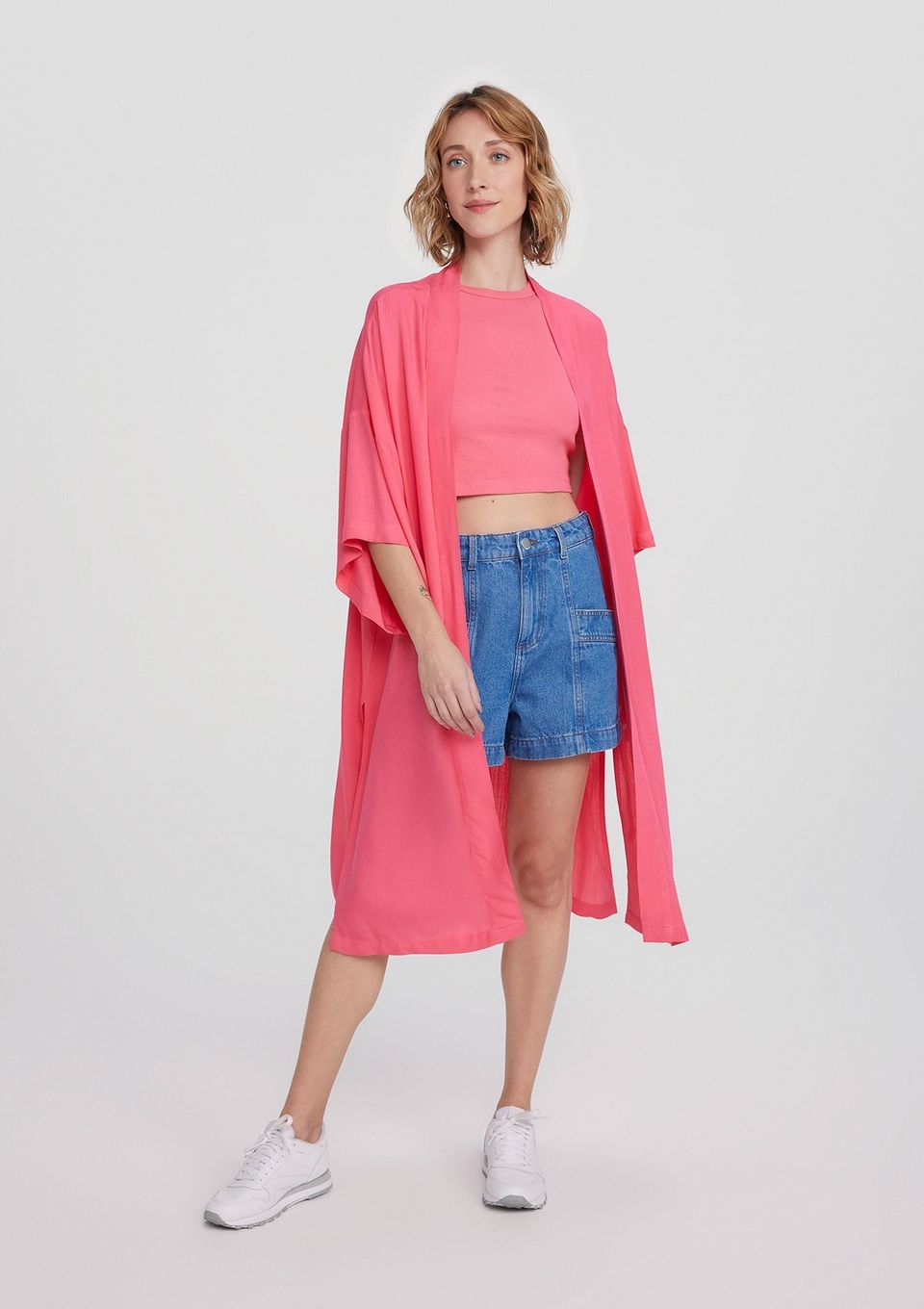 Kimono  Feminino Alongado - Rosa