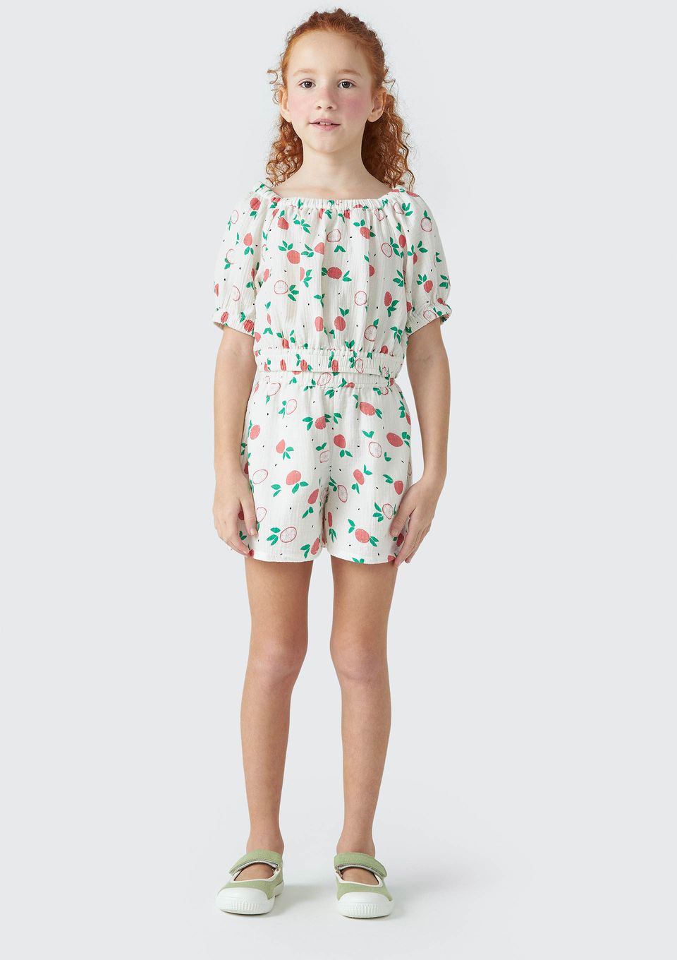 Shorts Infantil Menina Estampado - Off White