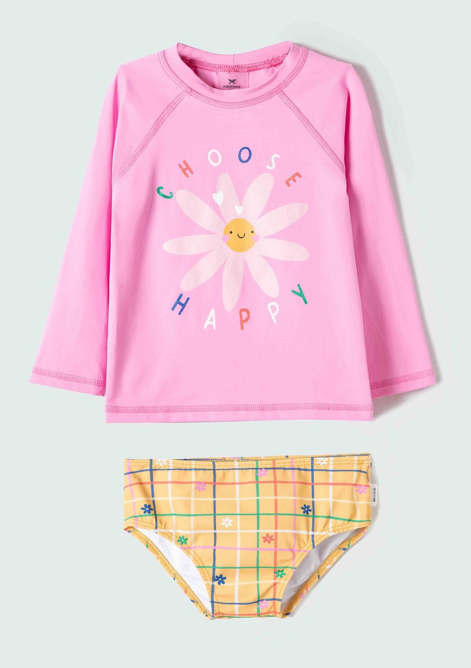 Conjunto Praia Infantil Menina Toddler com Proteção Solar - Rosa