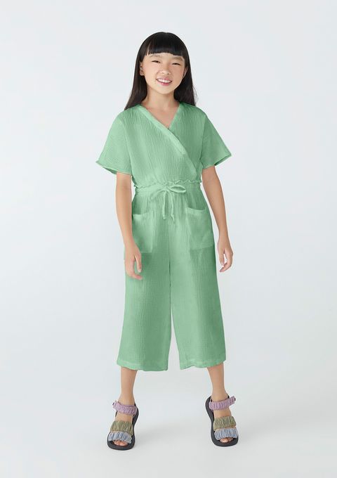 Macacão Infantil Menina Decote Transpassado Pantacourt - Verde — Hering