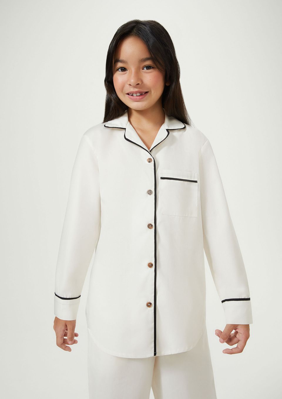 Camisa Infantil Unissex Manga Longa Mini Me Hering + Thai de Melo - Off White