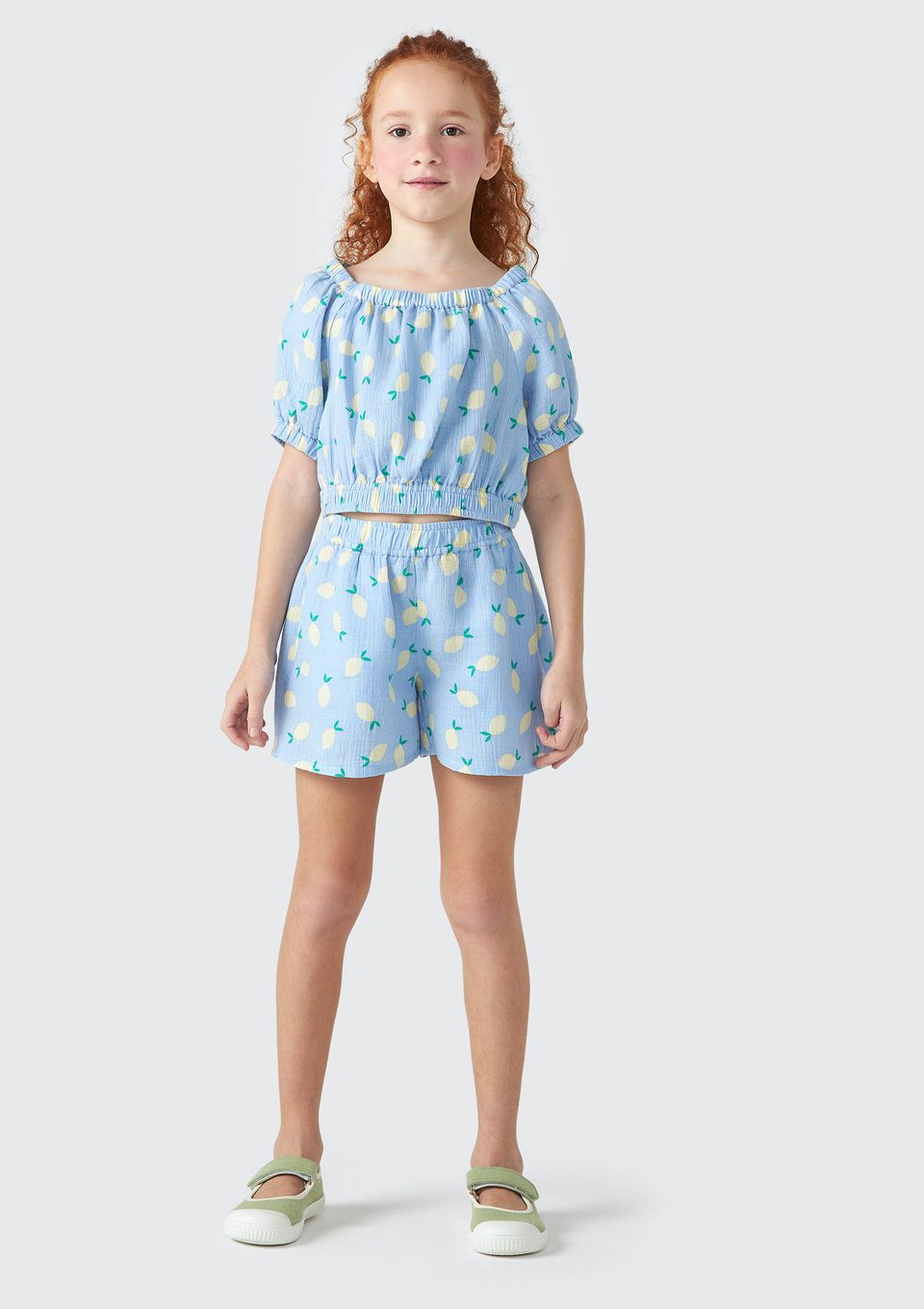 Shorts Infantil Menina Estampado - Azul