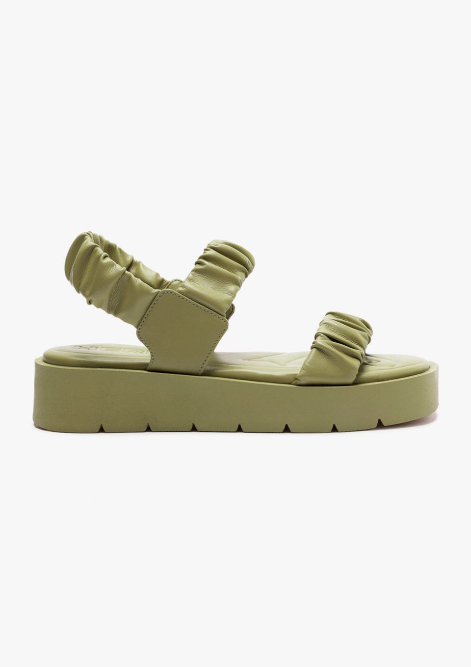 Sandália Flatform Tratorada Tiras Scrunchie - Verde