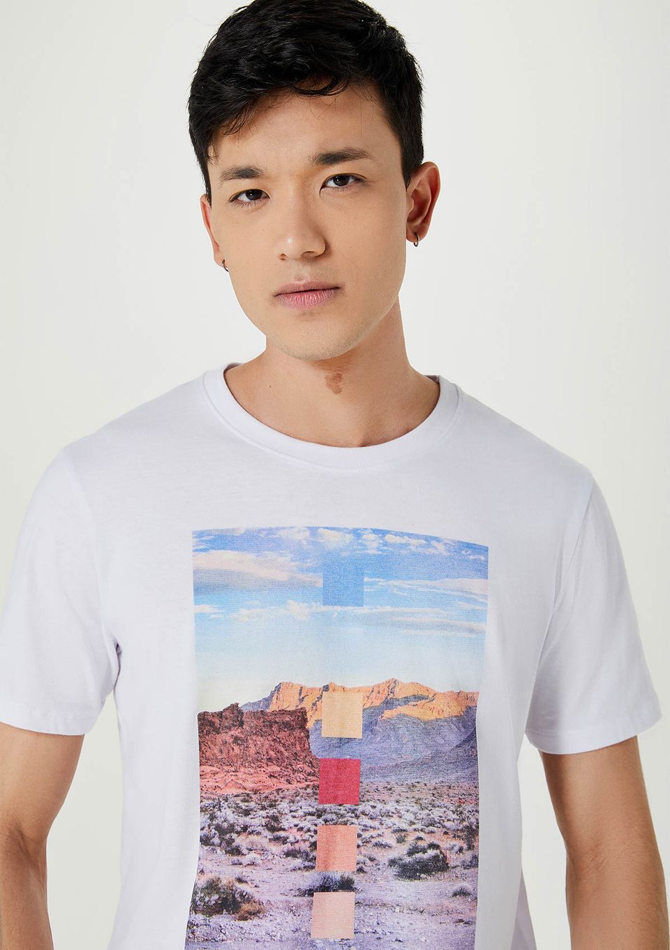 Camiseta Masculina Estampada Manga Curta - Branco
