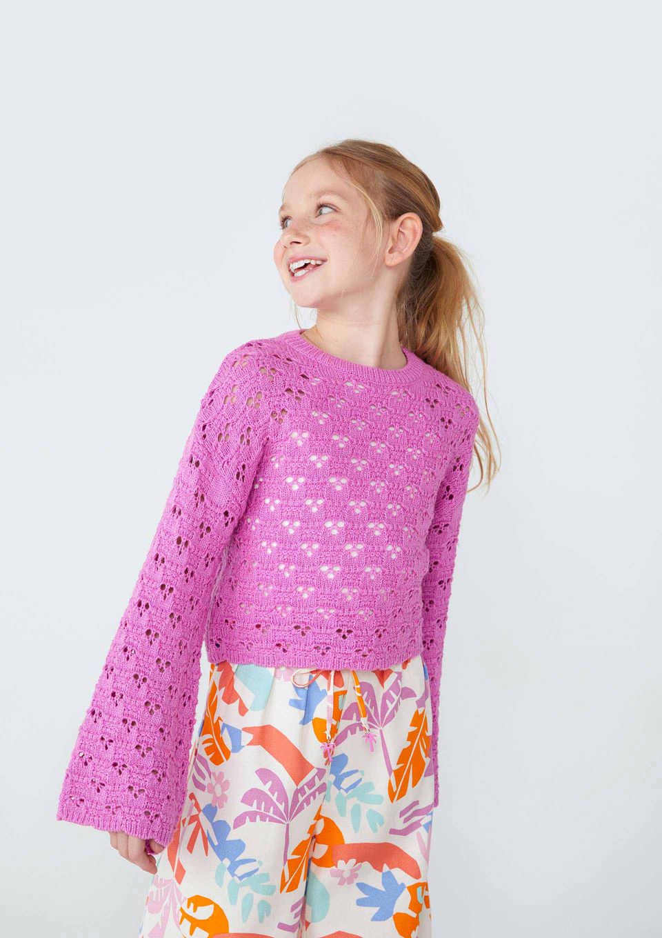 Blusão Infantil Menina em Tricô - Roxo