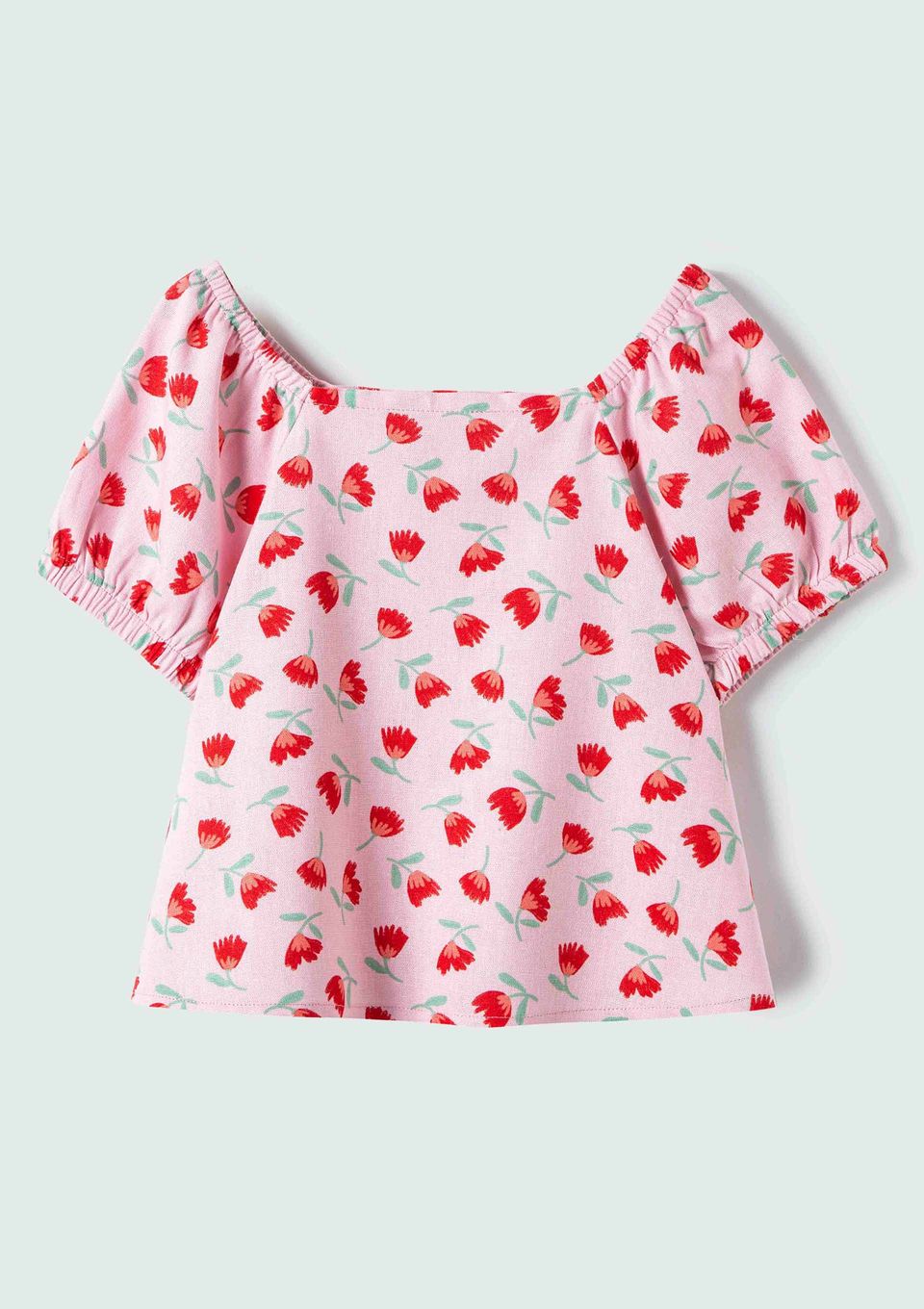Blusa Bata Infantil Menina Toddler Estampada com Linho - Rosa