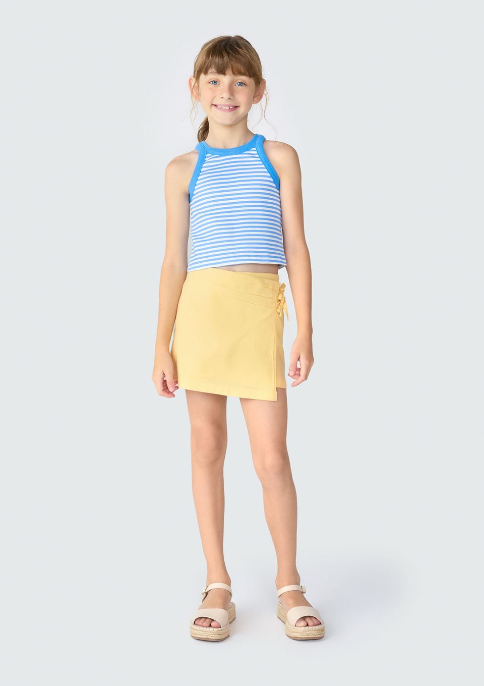 Shorts Saia Infantil com Amarração - Amarelo