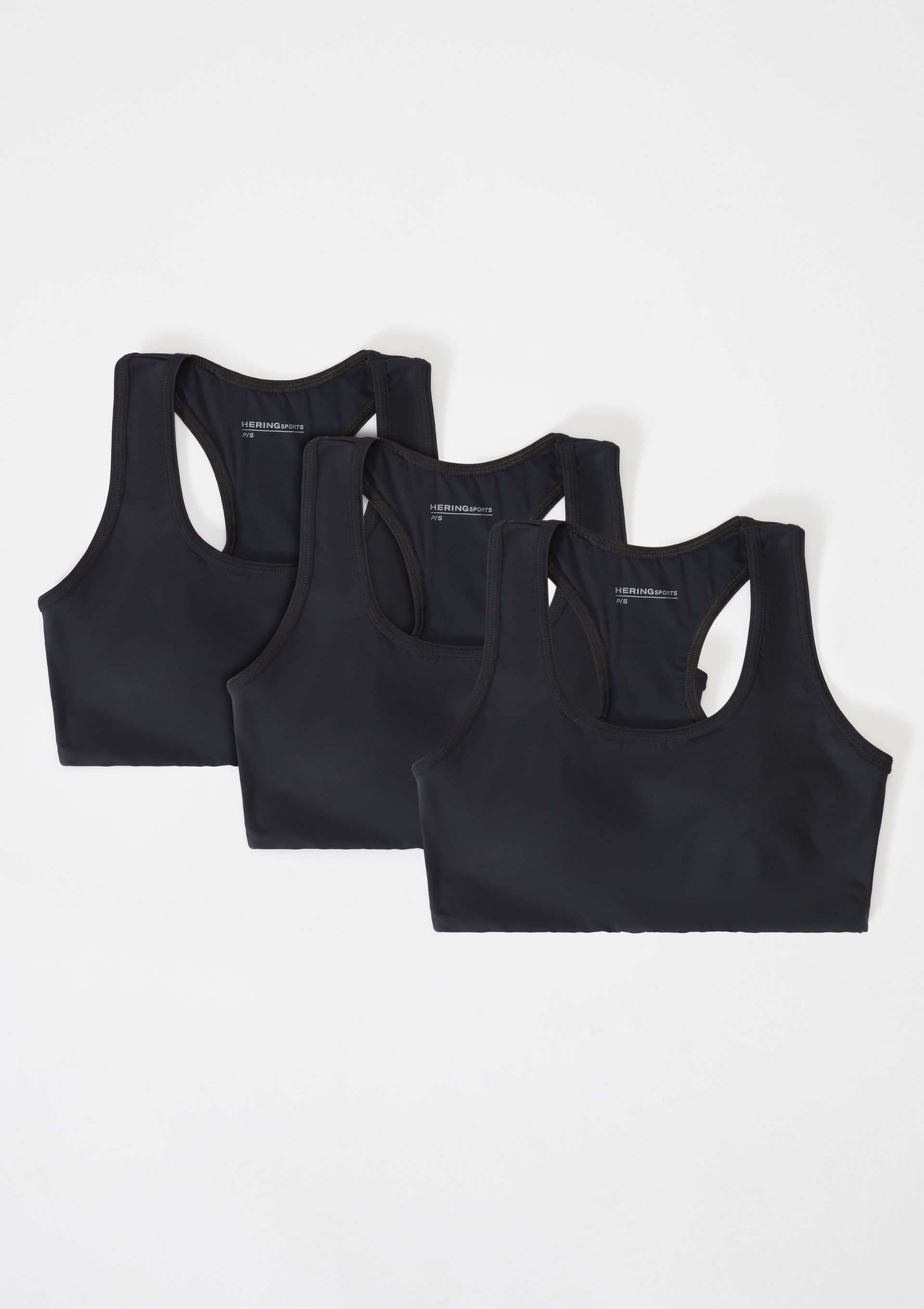 Kit com 3 Tops Esportivos Feminino Nadador - Preto — Hering