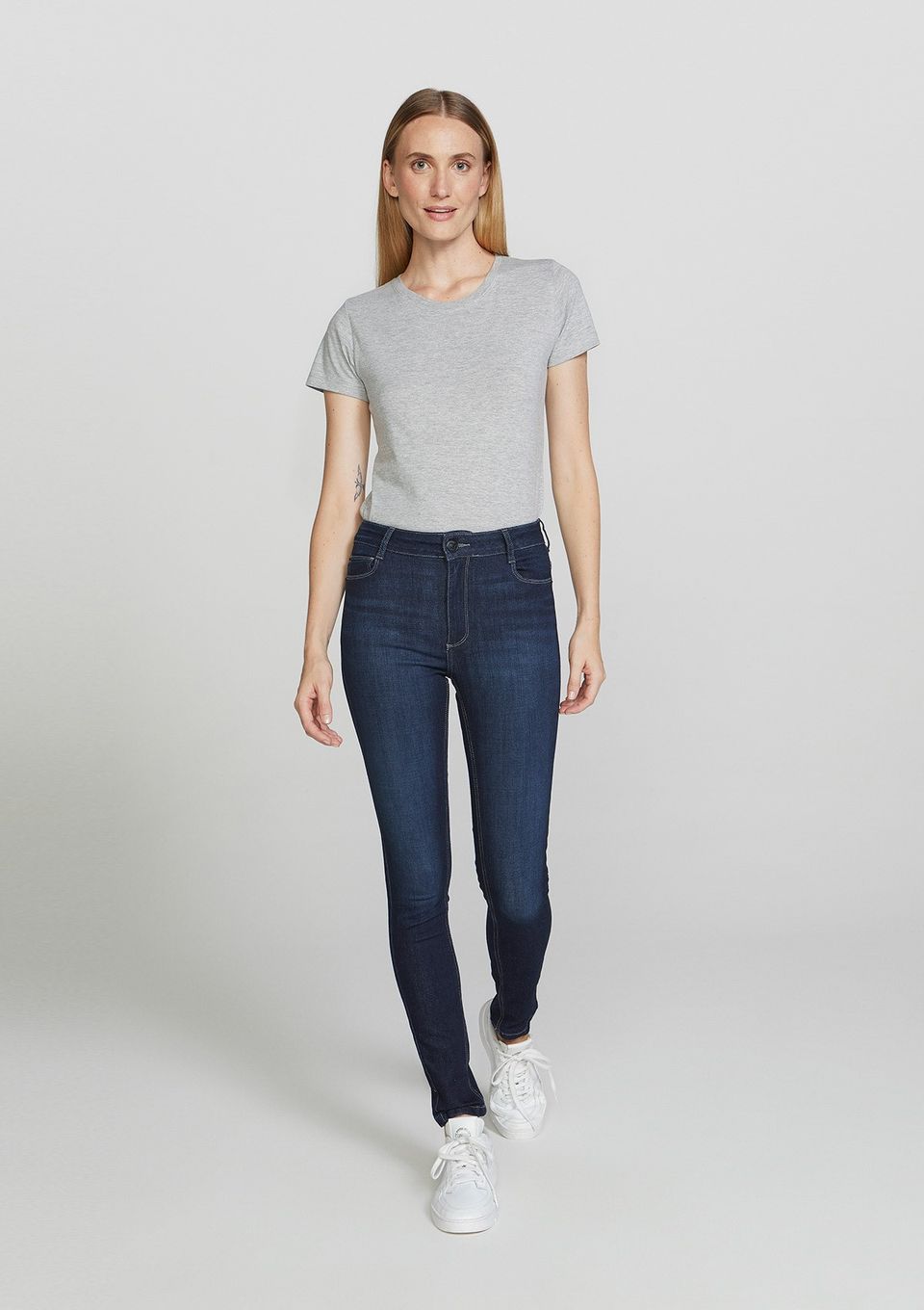 Calça Jeans Feminina Skinny Cintura Média Soft Touch - Azul