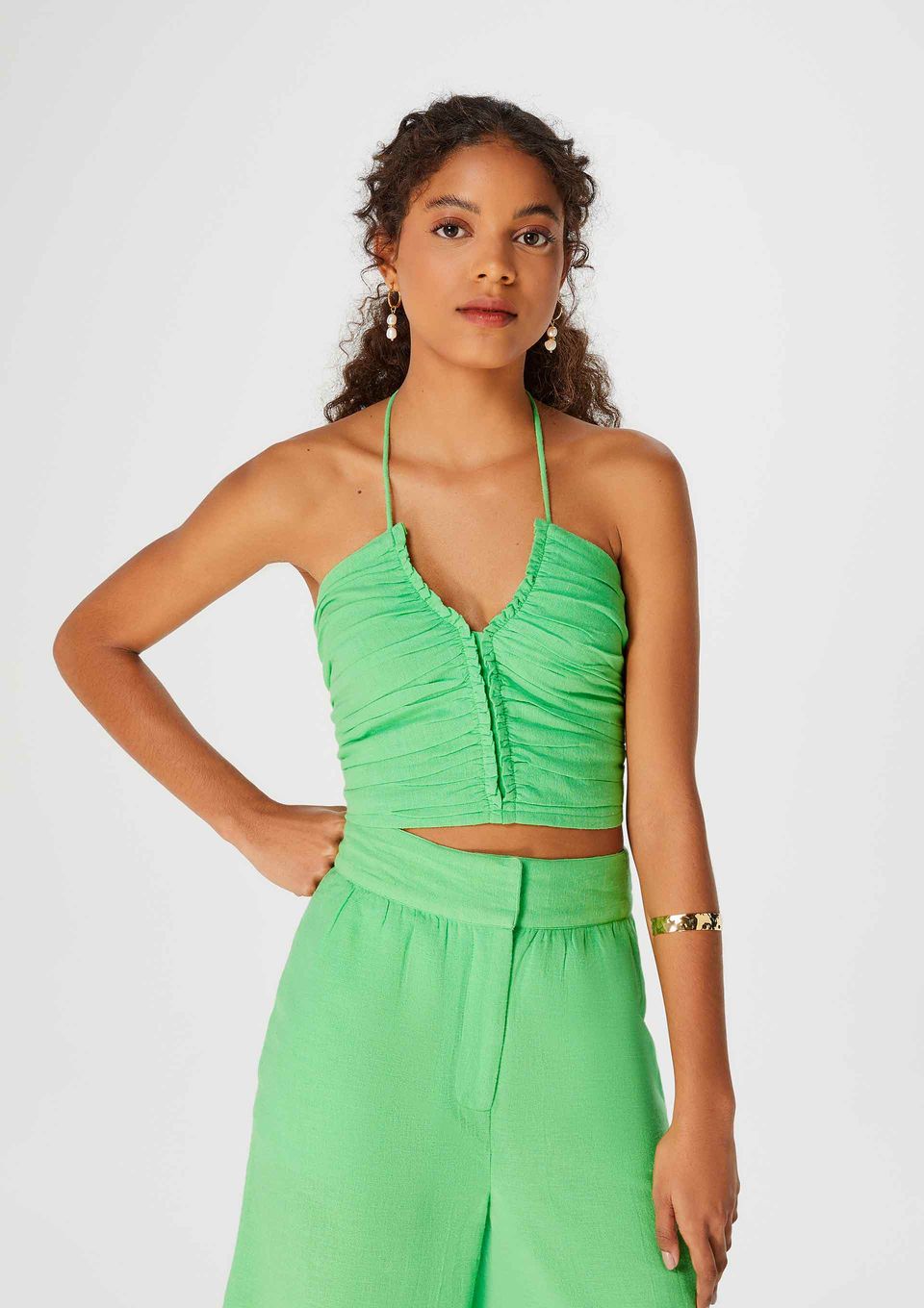 Top Cropped Frente Única - Verde