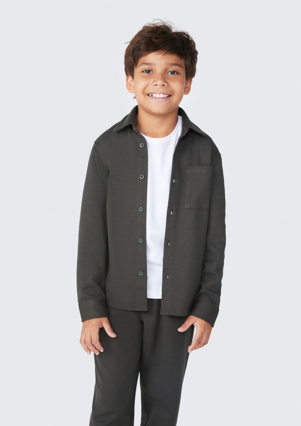 Camisa Infantil Menino Comfort - Cinza