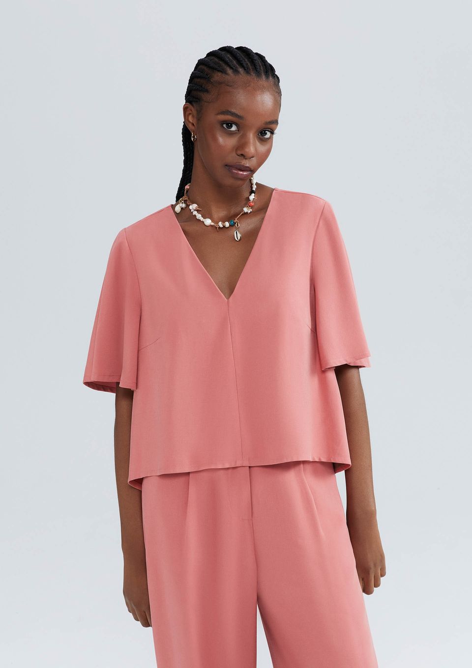 Blusa Feminina Manga Sino em Peach Touch - Rosa