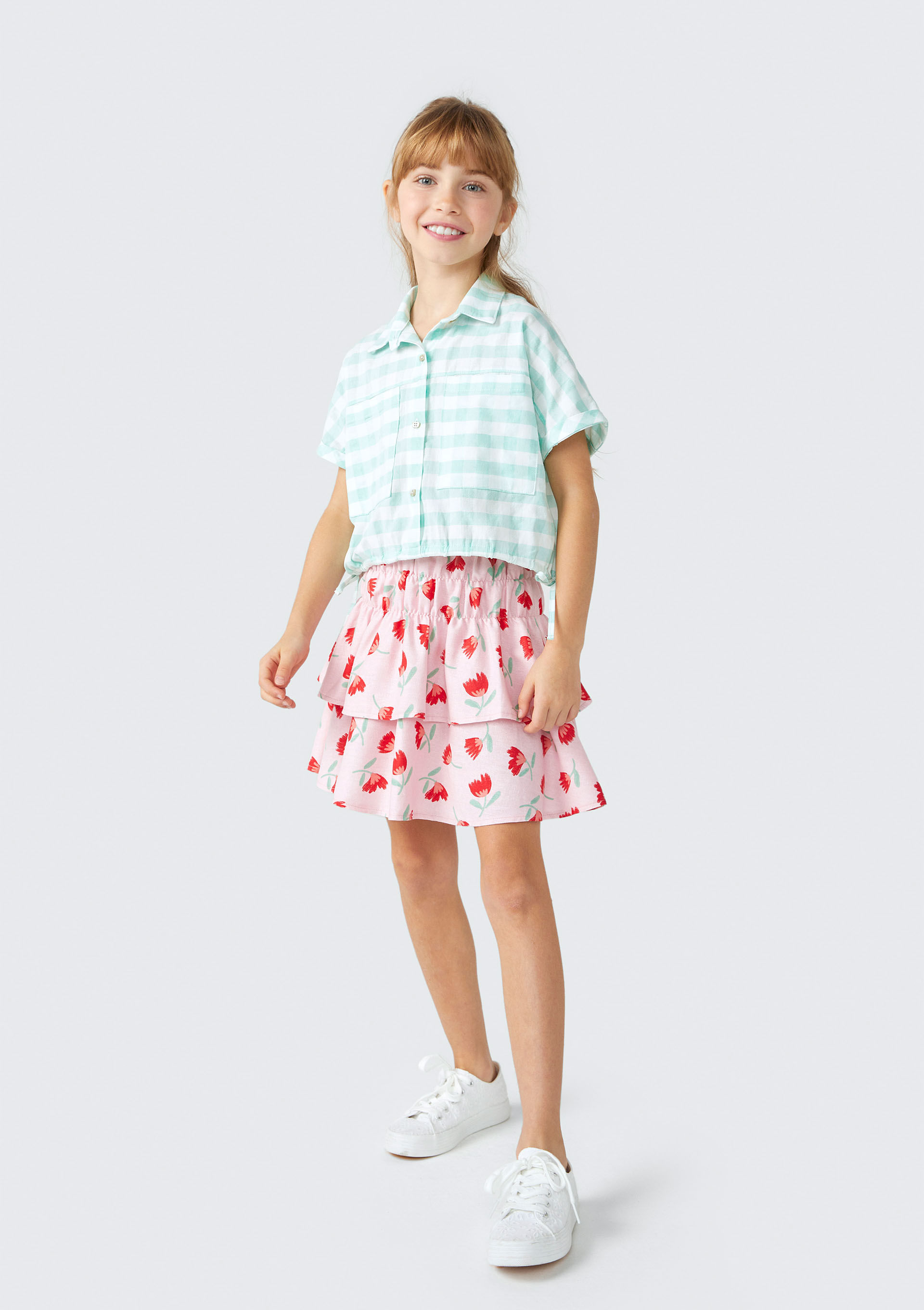 Saia Curta Infantil com Babados Estampado - Rosa — Hering