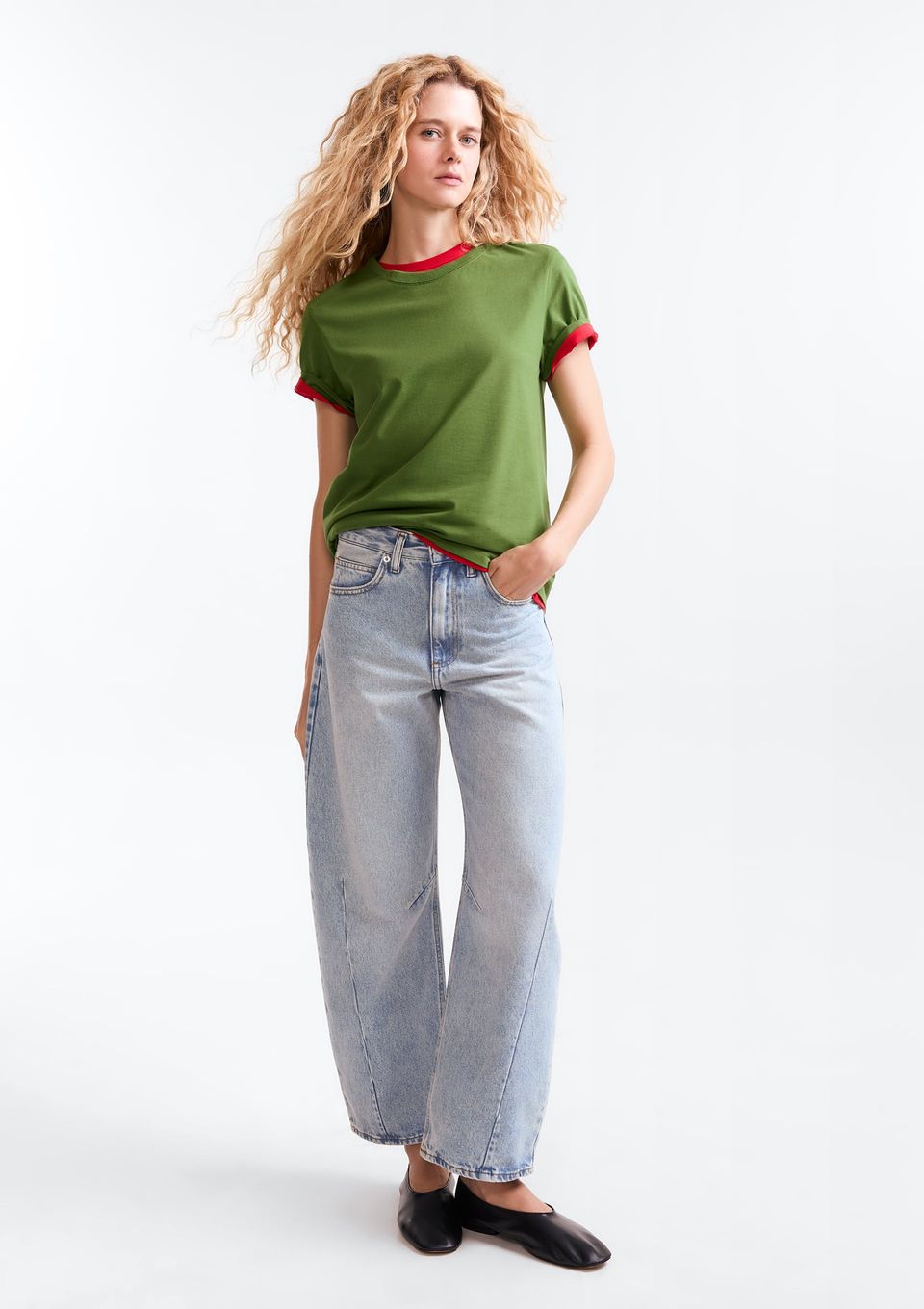 Calça Jeans Feminina Balloon Cintura Alta - Azul