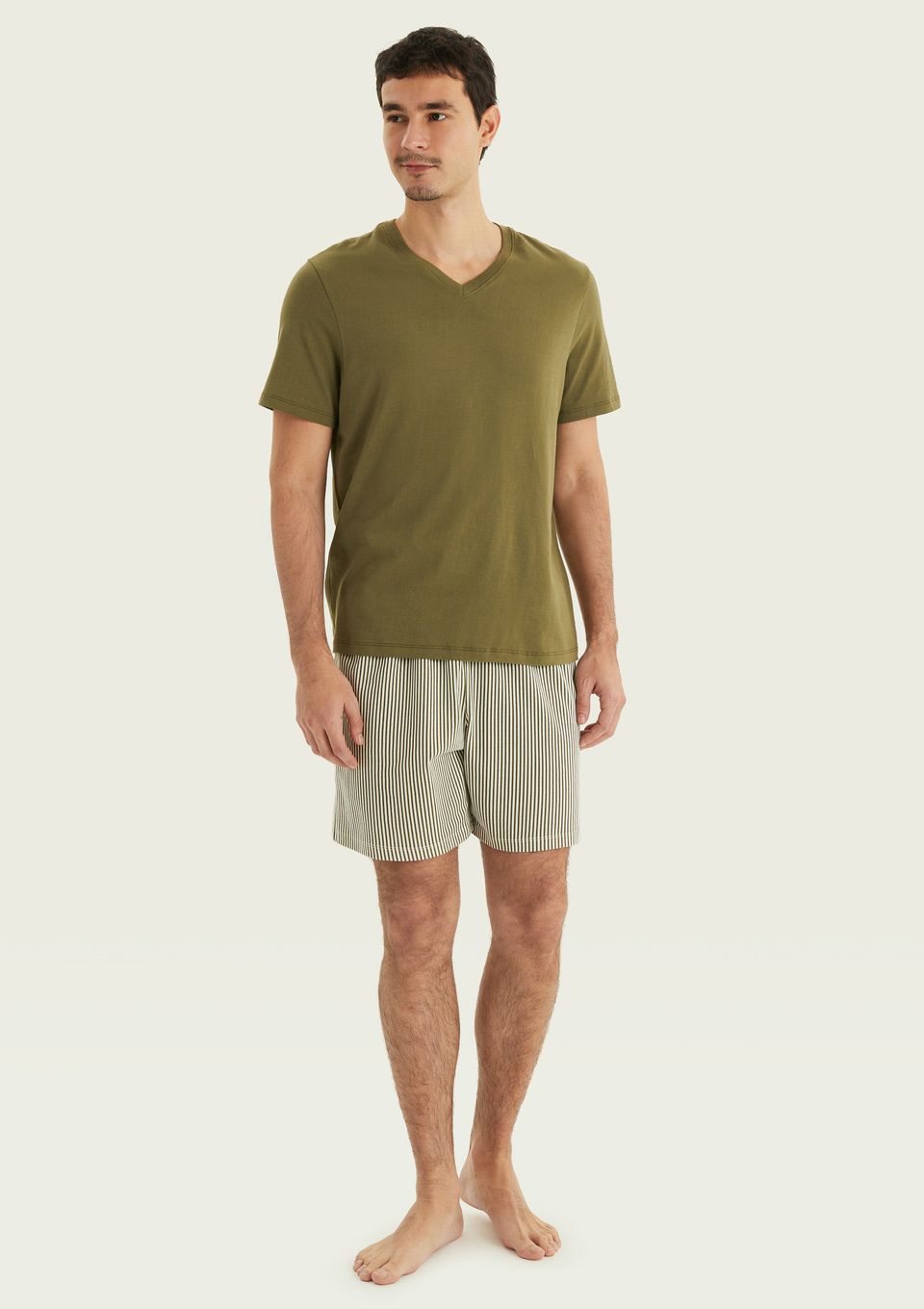 Pijama Curto Masculino com Samba Canção Estampado - Verde