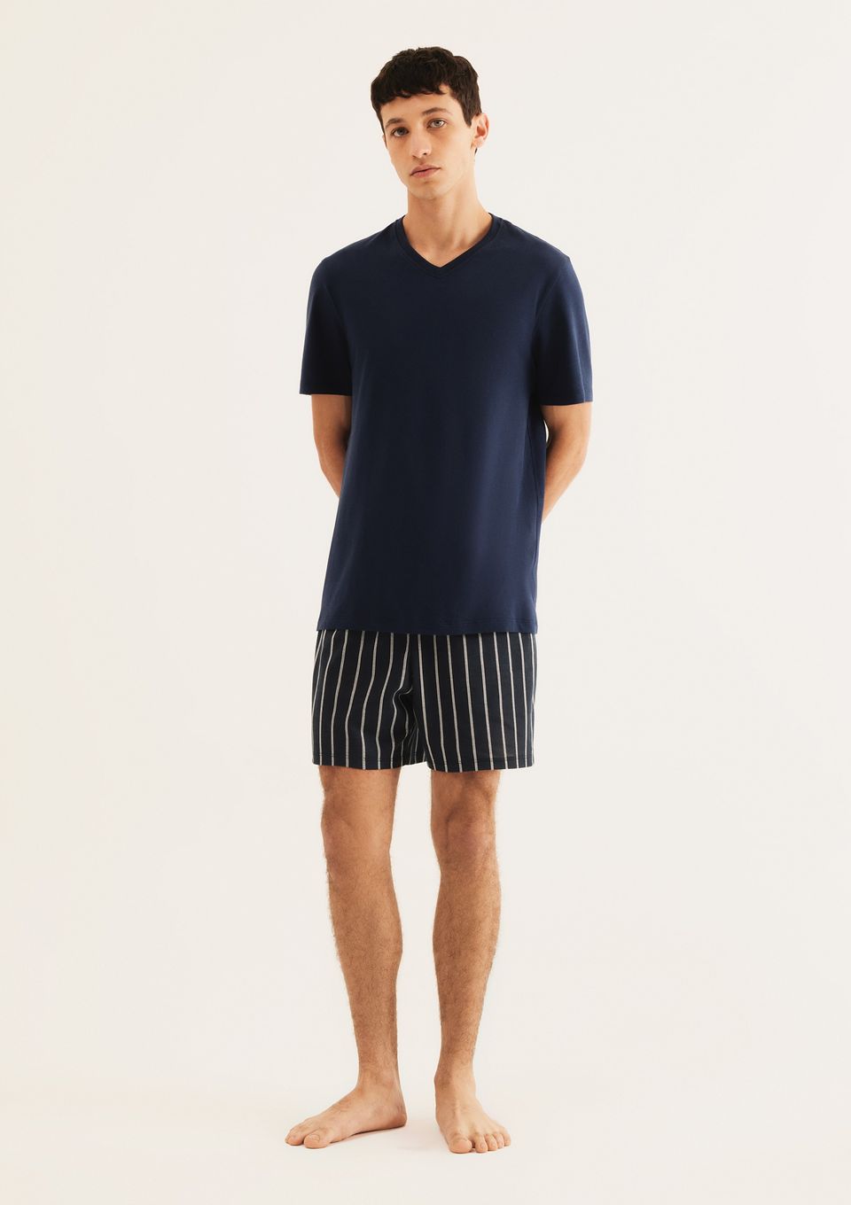 Pijama Curto Masculino com Samba Canção Estampado - Azul