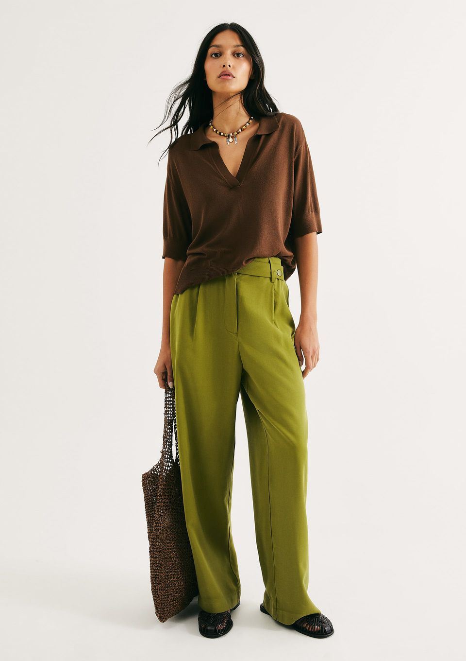 Calça Feminina Reta Cintura Alta Peach Touch - Verde