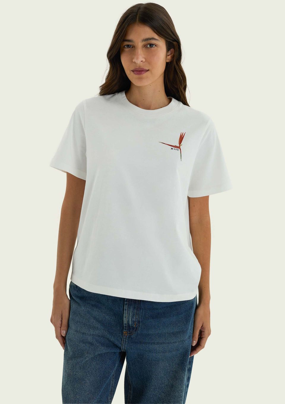 Blusa Feminina Manga Curta Estampada - Branco