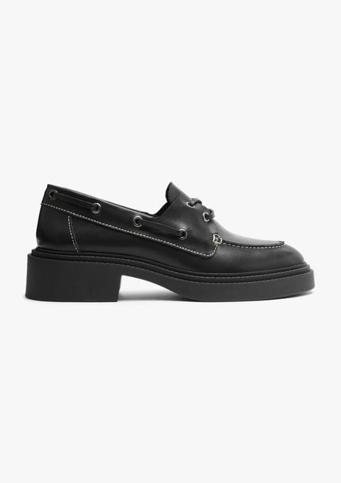 Mocassim Feminino Salto Bloco Couro - Preto — Hering