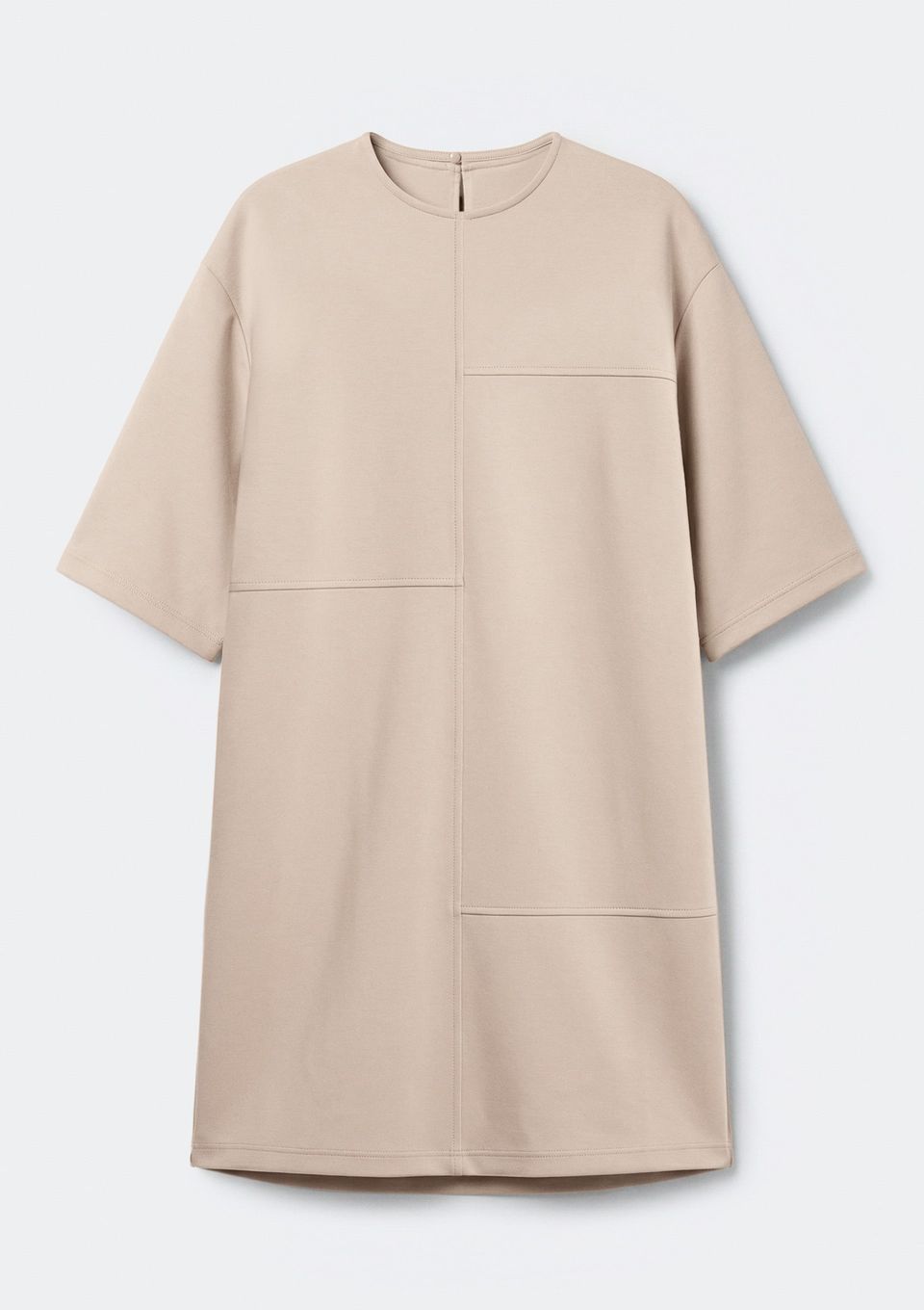 Vestido Curto Reto em Viscose - Bege