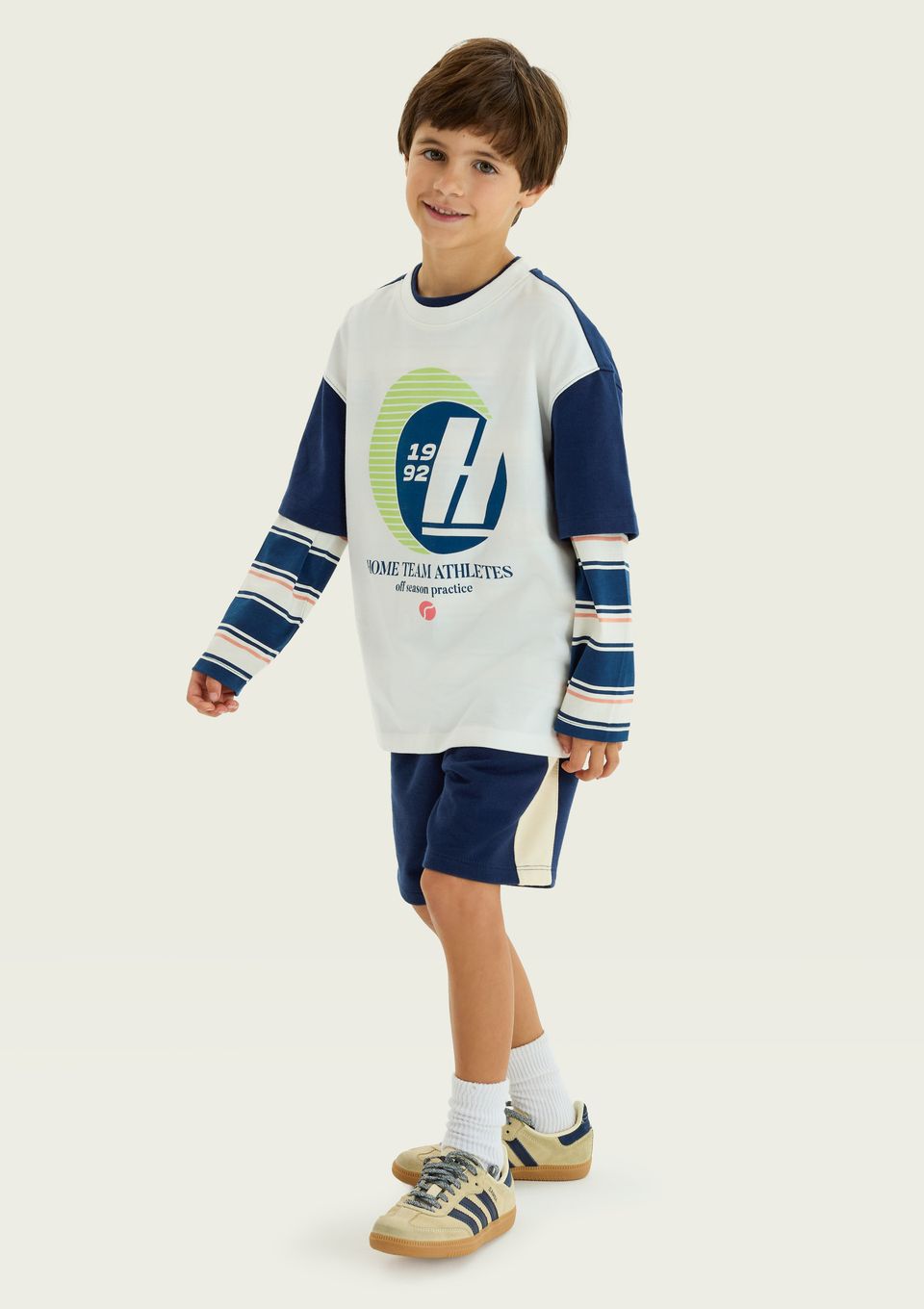Bermuda 1880 Infantil Menino com Patch - Azul