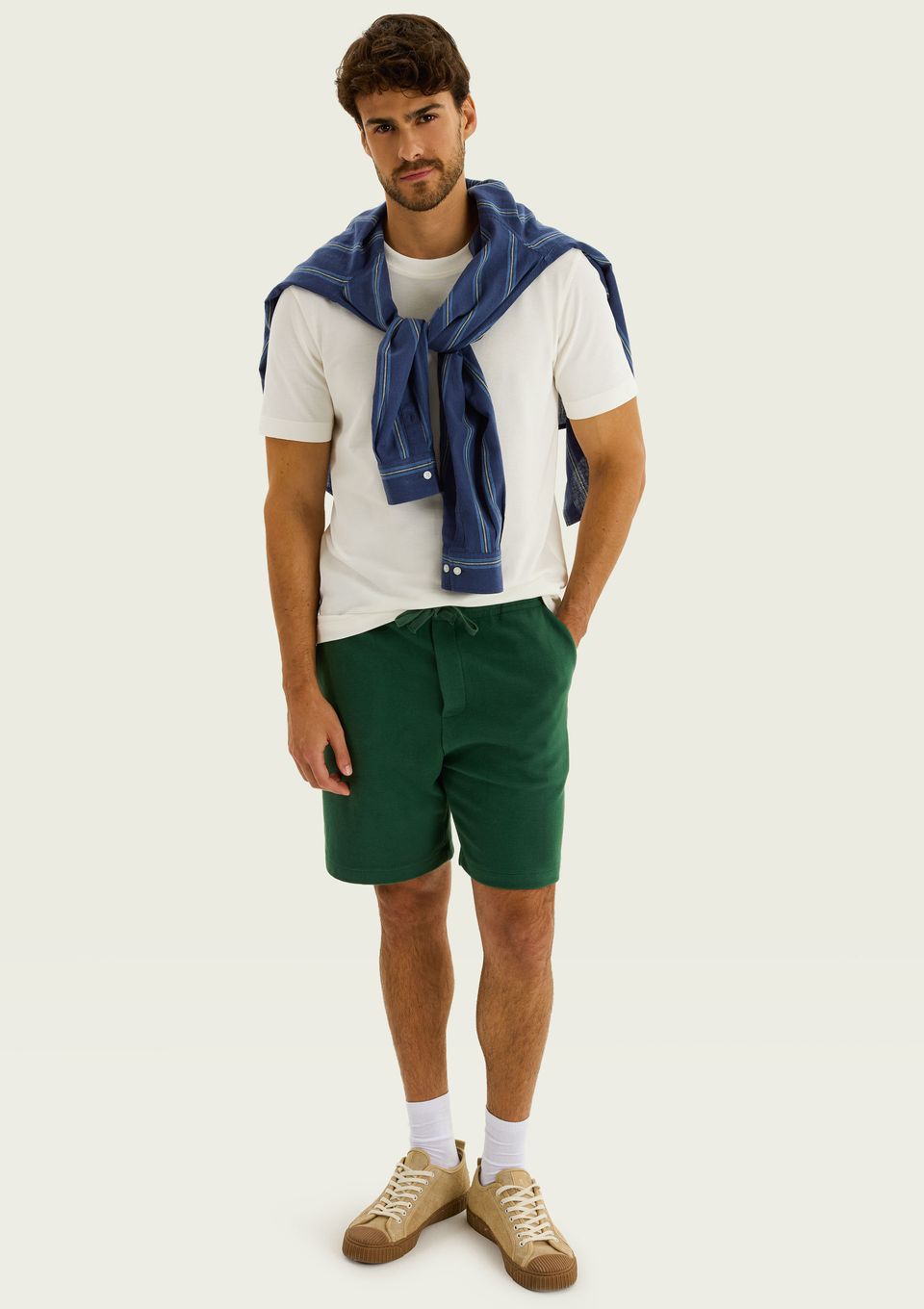 Bermuda Masculina Reta em Malha Ottoman - Verde