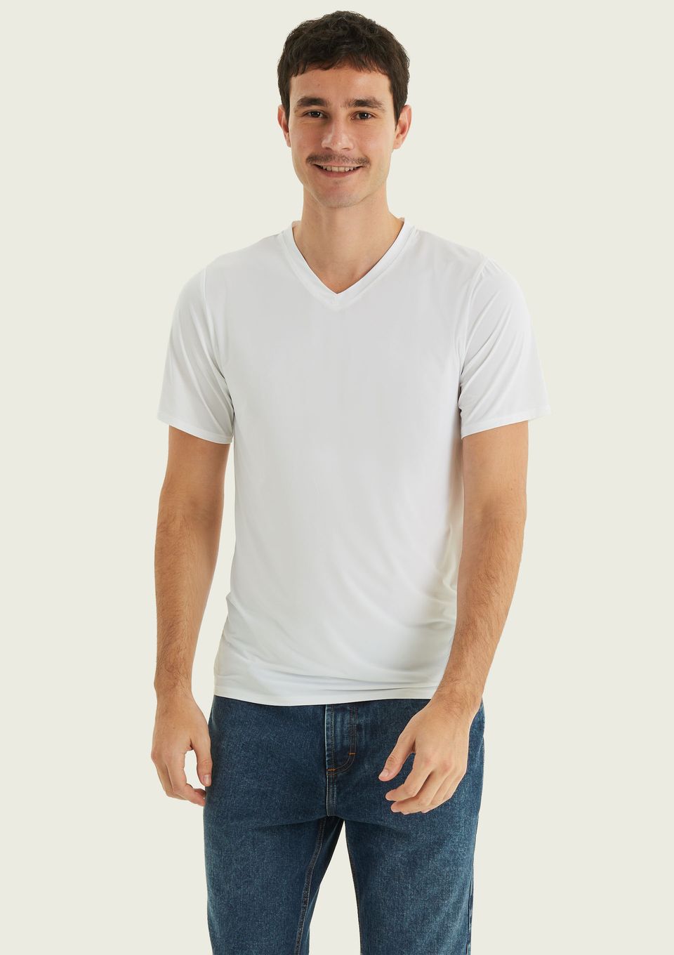 Camiseta Masculina Segunda Pele Gola V Hering Refresca - Branco