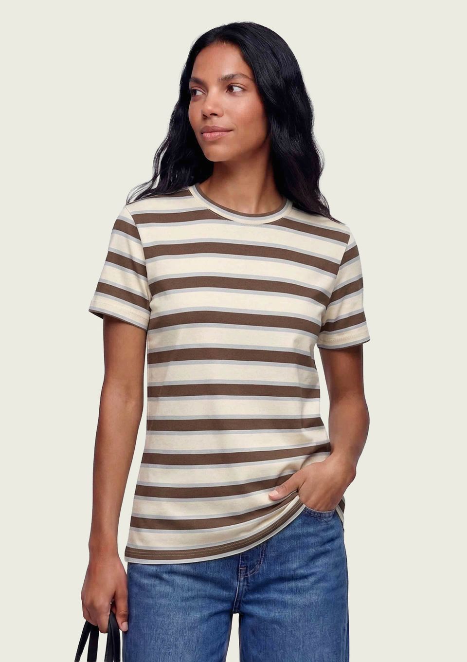Camiseta Feminina Boxy Manga Curta - Bege