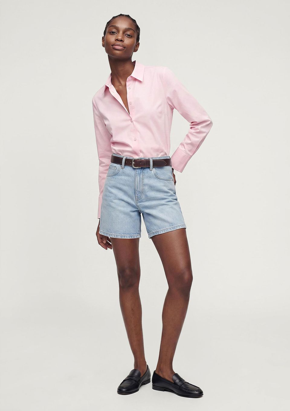 Bermuda Jeans Feminina Mom Cintura Alta - Azul