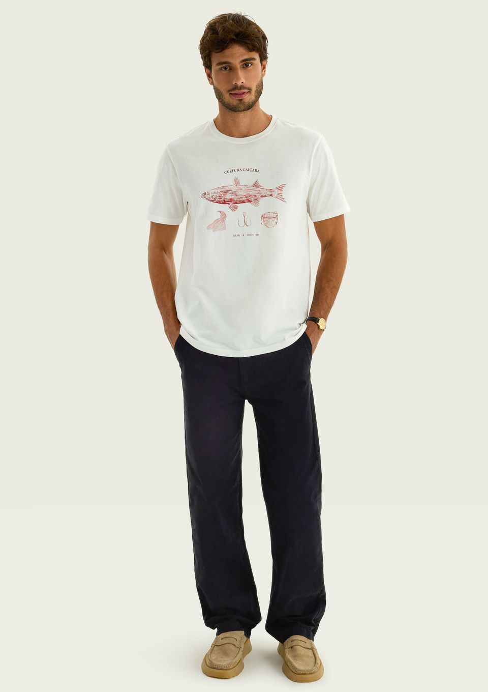 Calça Masculina Reta Chino em Sarja - Preto