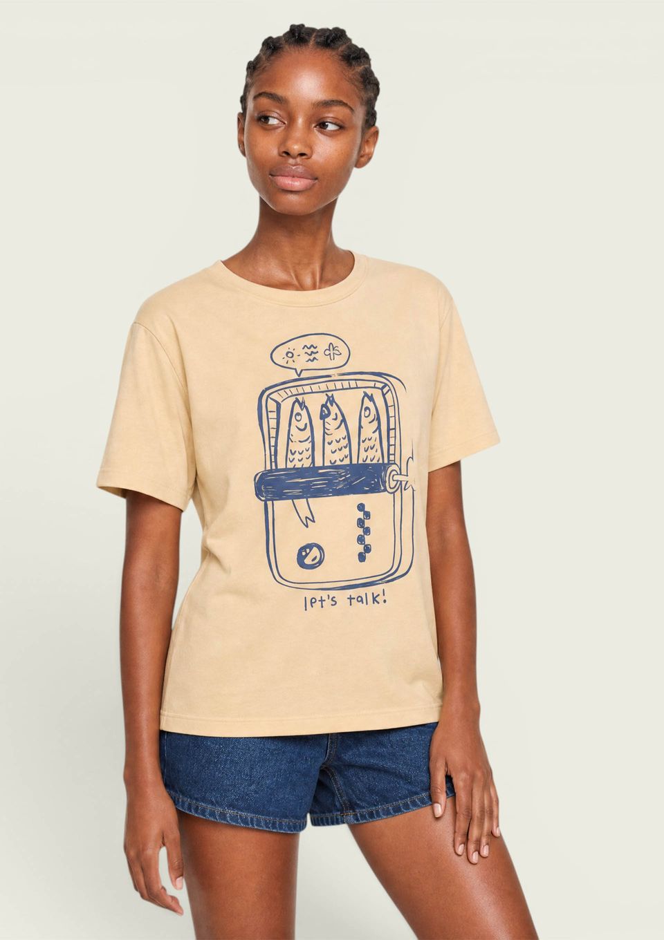 Camiseta Feminina Manga Curta Malha de Algodão - Amarelo