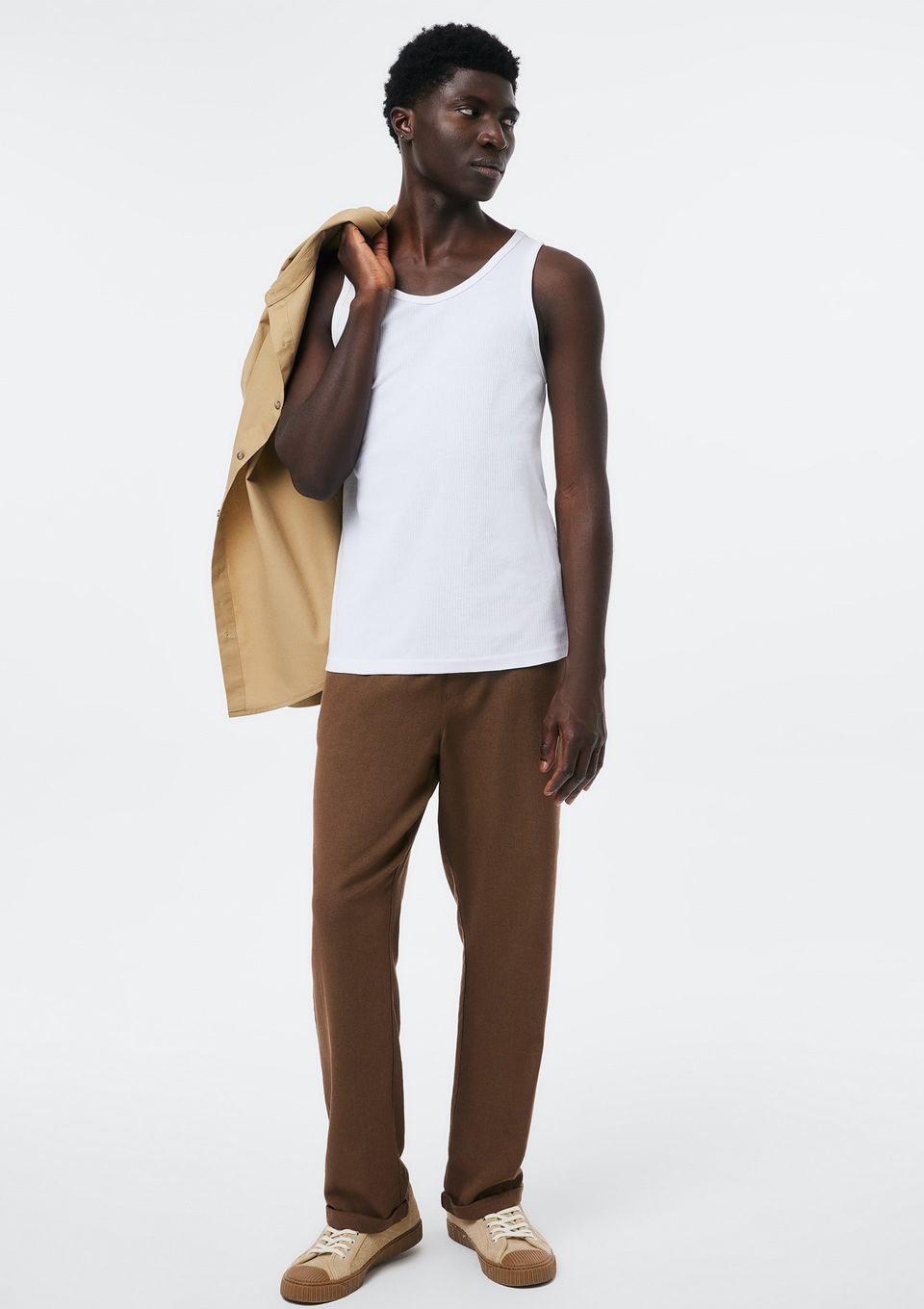 Regata Básica Masculina Slim em Ribana - Branco